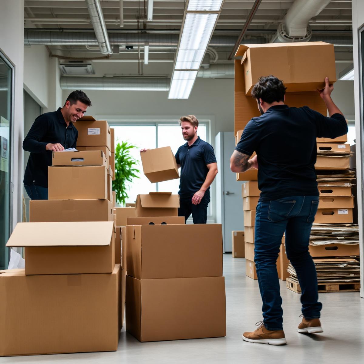 Commercial junk removal team clearing an office